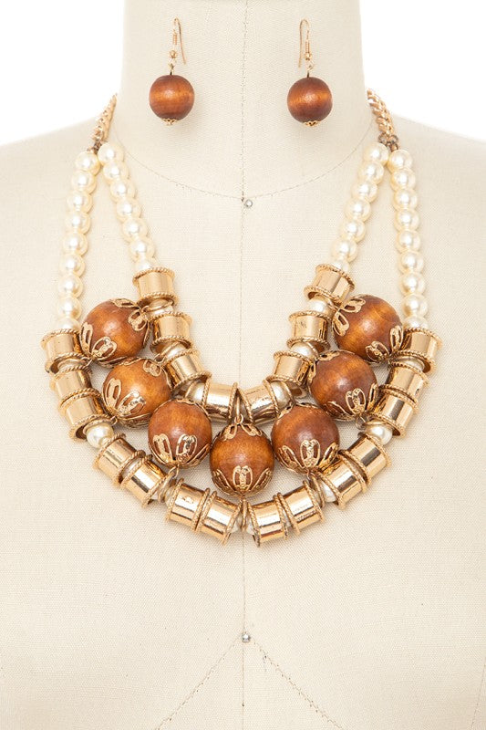 Women’s Jumbo Beads Statement Bib Necklace Set | Zarnesh