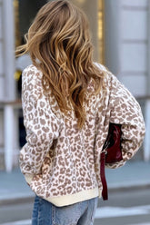 Women's Leopard Drop Shoulder Chunky Cardigan Sweater | Zarnesh