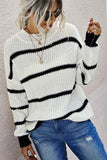 Women’s Knit Strip Long Sleeves Pullover Sweater | Zarnesh