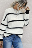 Women’s Knit Strip Long Sleeves Pullover Sweater | Zarnesh