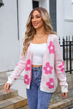 Women's Knitted Open Front Flower Cardigan | Zarnesh