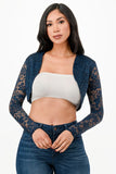 Women’s Lace Cropped Long Sleeve Shrug Cardigan | Zarnesh