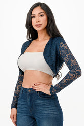 Women’s Lace Cropped Long Sleeve Shrug Cardigan | Zarnesh