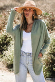 Women's Laurel Green Waffle Knit Open Front Cardigan | Zarnesh