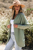 Women's Laurel Green Waffle Knit Open Front Cardigan | Zarnesh