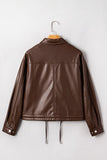 Women’s Leather Drawstring Faux Hem Pocketed Jacket | Zarnesh