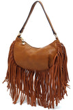 Women's Leather Fringe Shoulder Bag Hobo Handbag | Zarnesh