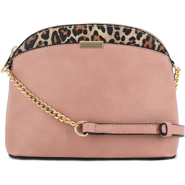 Women's Leopard Accent Small Dome Crossbody Bag | Zarnesh