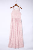 Women’s Leopard Dust Baby Pink Sleeveless Maxi Dress | Zarnesh