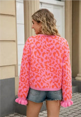 Women’s Leopard Print Front Tie Cardigan Sweater | Zarnesh