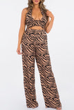 Women’s Leopard Print Halter Neck Two Piece Set Dress | Zarnesh