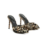 Women's Leopard Print High Heels with Bow Pump | Zarnesh