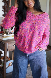 Women's Liana Spots Knitted V Neck Casual Sweater | Zarnesh