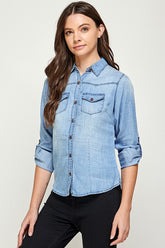 Women's Tencel Top Denim Blouse | Zarnesh