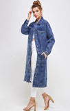 Women’s Long Denim Third Quarter Duster Jacket | Zarnesh