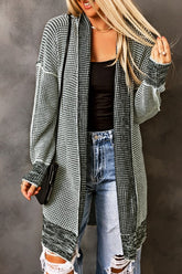 Women’s Long Plaid Knitted Open Front Cardigan | Zarnesh