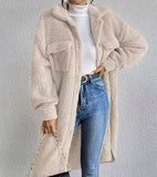 Women’s Long Plush Sherpa Fleece Button Up Teddy Jacket | Zarnesh