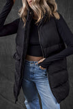 Women’s Long Puffer Quilted Solid Zip Up Vest | Zarnesh