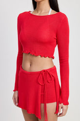 Women’s Long Sleeve Boat Neck Cropped Top | Zarnesh