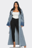 Women’s Longline Denim Belted Trench Coat | Zarnesh