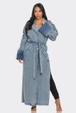 Women’s Longline Denim Belted Trench Coat | Zarnesh
