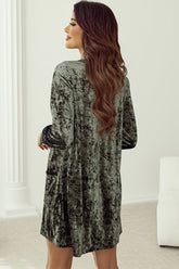 Women’s Loose Velvet Sleeve V-Neck Dress | Zarnesh
