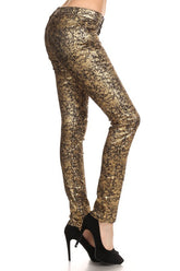 Women's Low Rise Metallic Print Skinny jeans Pants | Zarnesh