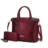 Women's MKF Croc Embossed Tote Bag Matching Wallet Set | Zarnesh
