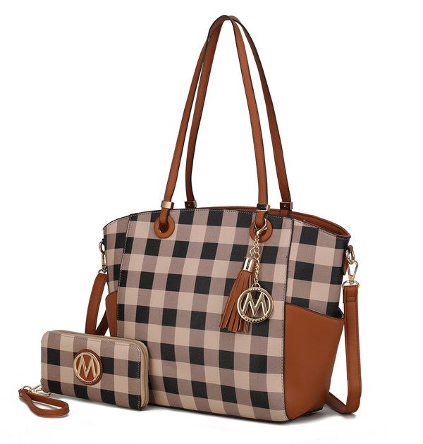 Women's MKF Plaid Tote Bag with Wallet | Zarnesh