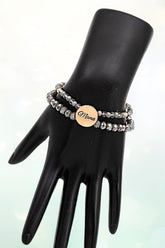Women’s Mama Glass Beaded Double Strand Bracelet | Zarnesh