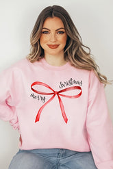 Women’s Merry Christmas Sweatshirt with Red Ribbon Bow | Zarnesh