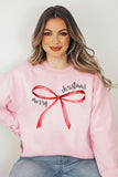 Women’s Merry Christmas Sweatshirt with Red Ribbon Bow | Zarnesh