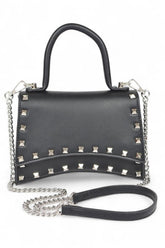 Women’s Metallic Faux Leather Studded Handle Swing Bag | Zarnesh