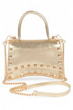 Women’s Metallic Faux Leather Studded Handle Swing Bag | Zarnesh