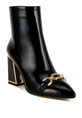 Women’s Metallic Heel Ankle Boots Patent Booties | Zarnesh