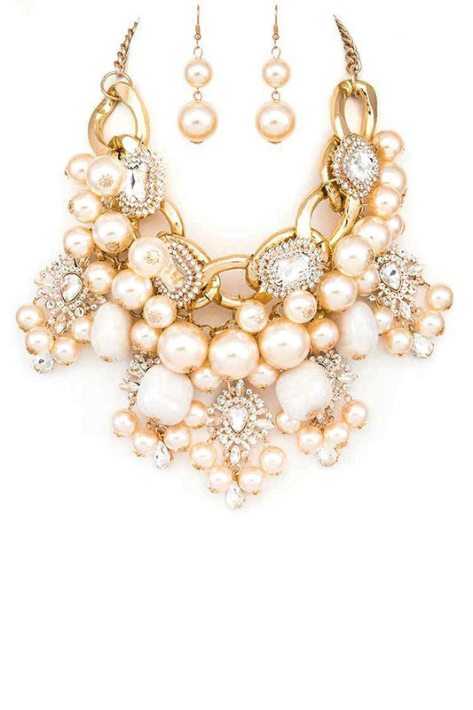Women’s Mix Pearls Statement Oversize Necklace Set | Zarnesh