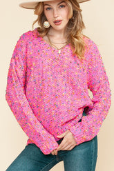 Women Mixed Color Chunky Knit Sweater | Zarnesh