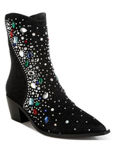 Women's Multi Color Stones Embellished Boots | Zarnesh