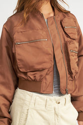 Women’s Multi Pocket Cropped Bomber Jacket | Zarnesh