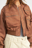Women’s Multi Pocket Cropped Bomber Jacket | Zarnesh