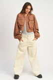 Women’s Multi Pocket Cropped Bomber Jacket | Zarnesh