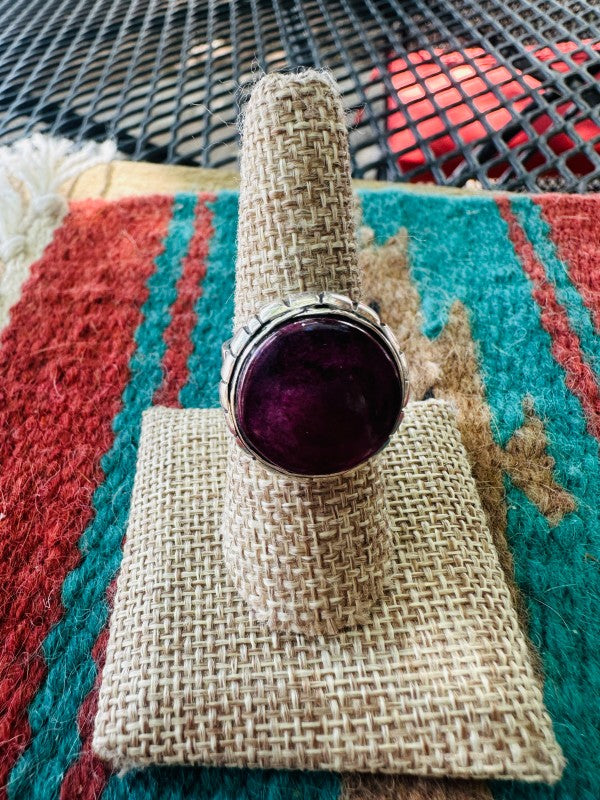 Women’s Navajo Silver & Purple Spiny Ring | Zarnesh