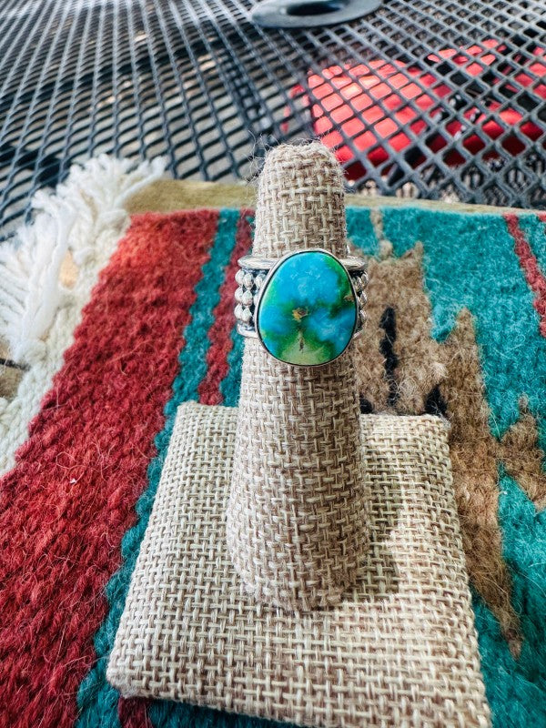 Women’s Navajo Silver & Sonoran Turquoise Mountain Rings | Zarnesh