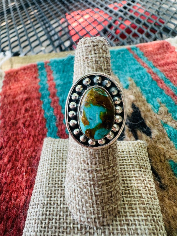 Women’s Navajo Sterling Silver & Royston Turquoise Rings | Zarnesh