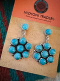 Women's Navajo Sterling Silver & Turquoise Cluster Dangle Earrings | Zarnesh