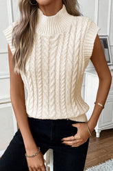 Women’s Sylvia Cable Knit High Neck Sweater Vest | Zarnesh