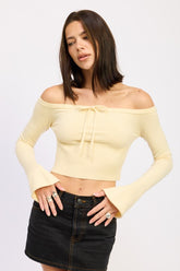 Women’s Off-Shoulder Cropped with Tie Front Crop Top | Zarnesh
