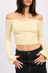Women’s Off-Shoulder Cropped with Tie Front Crop Top | Zarnesh
