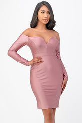 Women’s Off-Shoulder Long Sleeve Bodycon Dress | Zarnesh