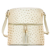 Women's Ostrich Leather Zip Tassel Crossbody Bag | Zarnesh